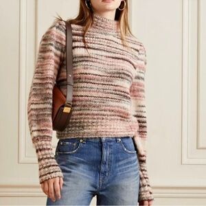 Veronica Beard Alston Stripe Alpaca Sweater Pink Multi SM